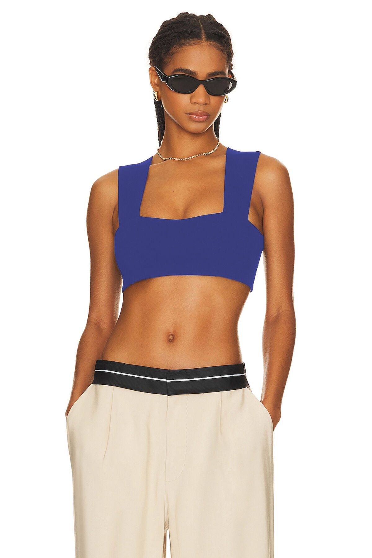 KADIN SİYAH KALIN ASKILI JARSE CROP TOP