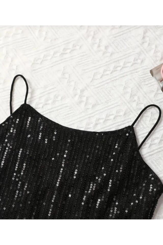 KADIN ASKILI PAYET CROP TOP