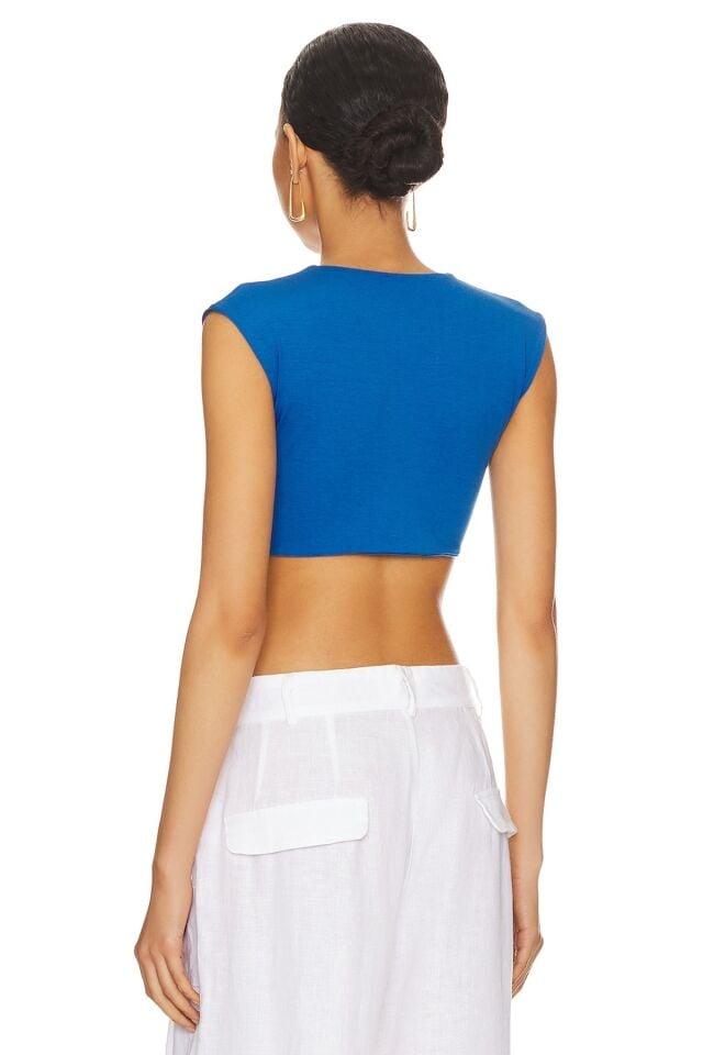 Kadın Sax Mavi Crop Top